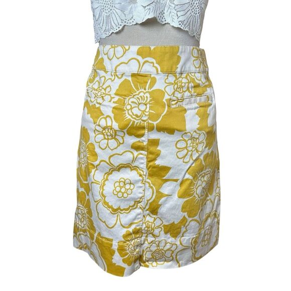 Boden Yellow Floral High Waist Pencil Skirt 4 | Cotton Blend Mod Retro Pockets - Picture 7 of 12